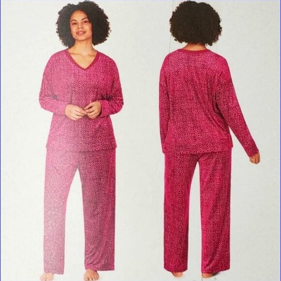 NAUTICA Silky Fleece 2-Piece Pajama Set V-Neck - Various Sizes / Patterns - EUC - Picture 8 of 13